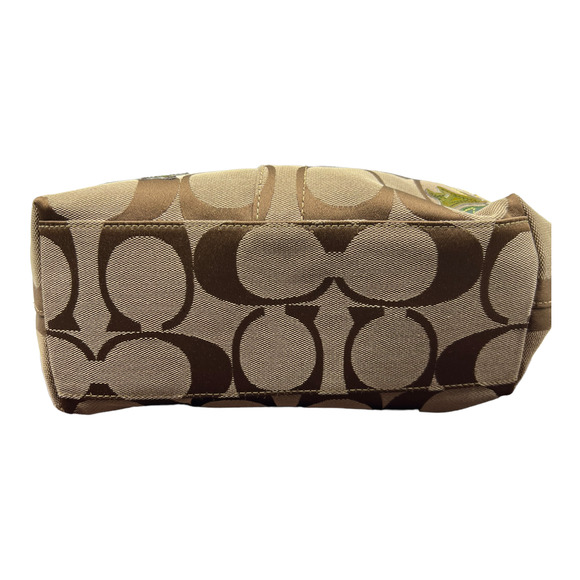 COACH Signature C Khaki Gold Leather Poppy Glam Shoulder Tote Bag 13826 - Picture 4 of 8